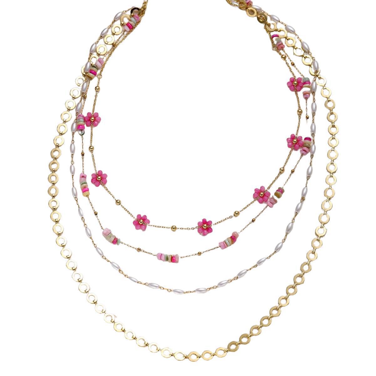 Unisex Titanium Steel Necklace Bracelet Set Colorful Durable Jewelry Accessories Attractive Rose Gold