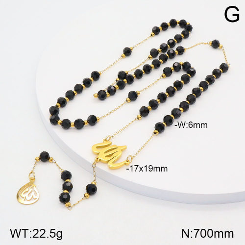 18K Gold Plated 304 Stainless Steel Cross Buddha Bead Necklace For Women Fashion Gold Glossy Religious Elegant Classic Style Lobster Clasp Pendant Necklace