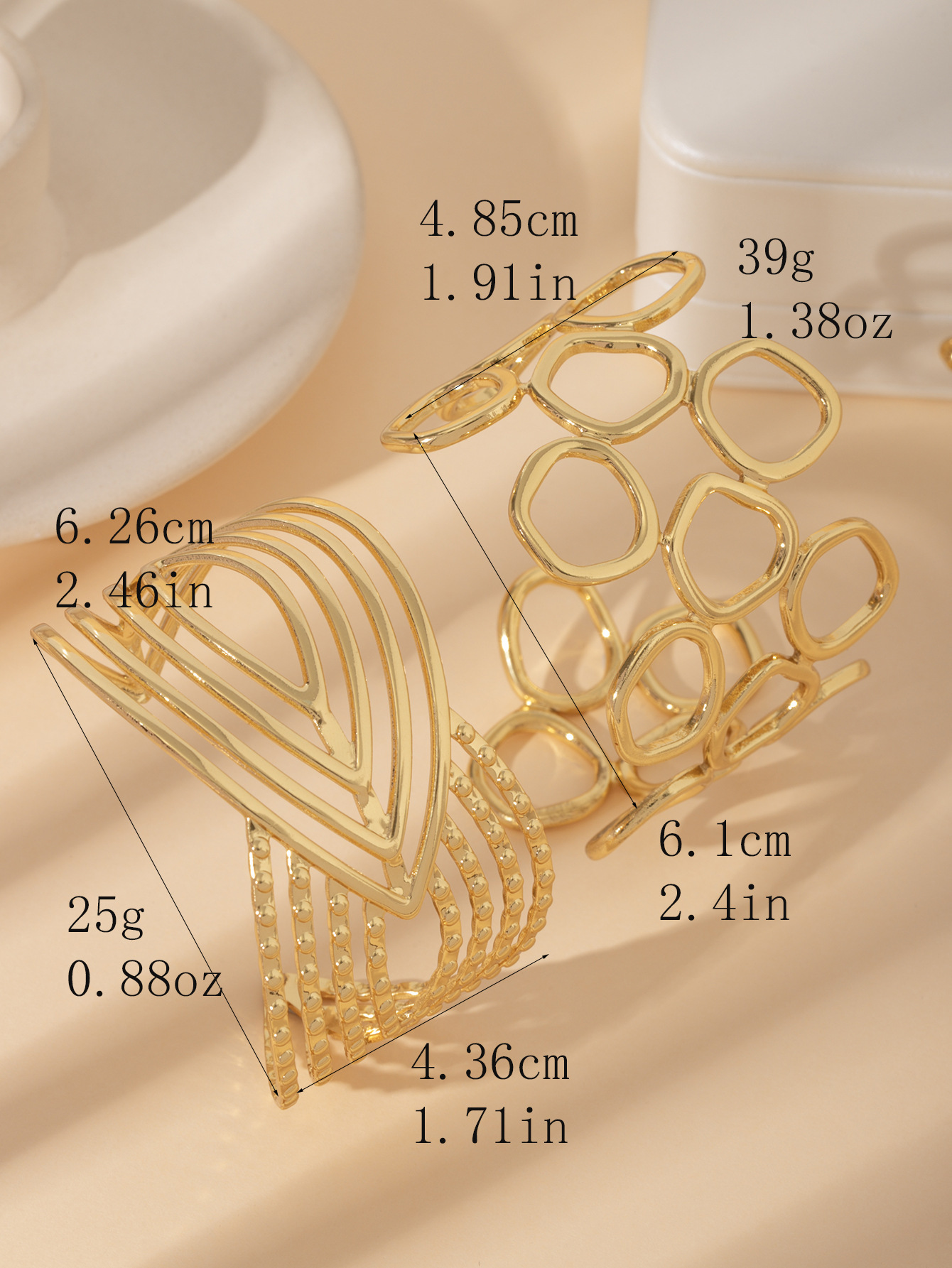 Stainless Steel Open Bracelet 18K Gold Plated Minimalist Geometry Classic Retro Design Luxury Wide Edge Fashion Jewelry
