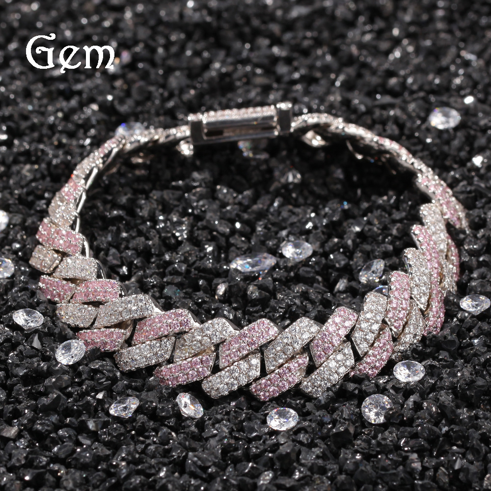 Unisex Hip-Hop Style Cuban Chain Bracelet Fashion Silver Color Block Strip Geometric Pattern Simple Style Men's Jewelry Accessories