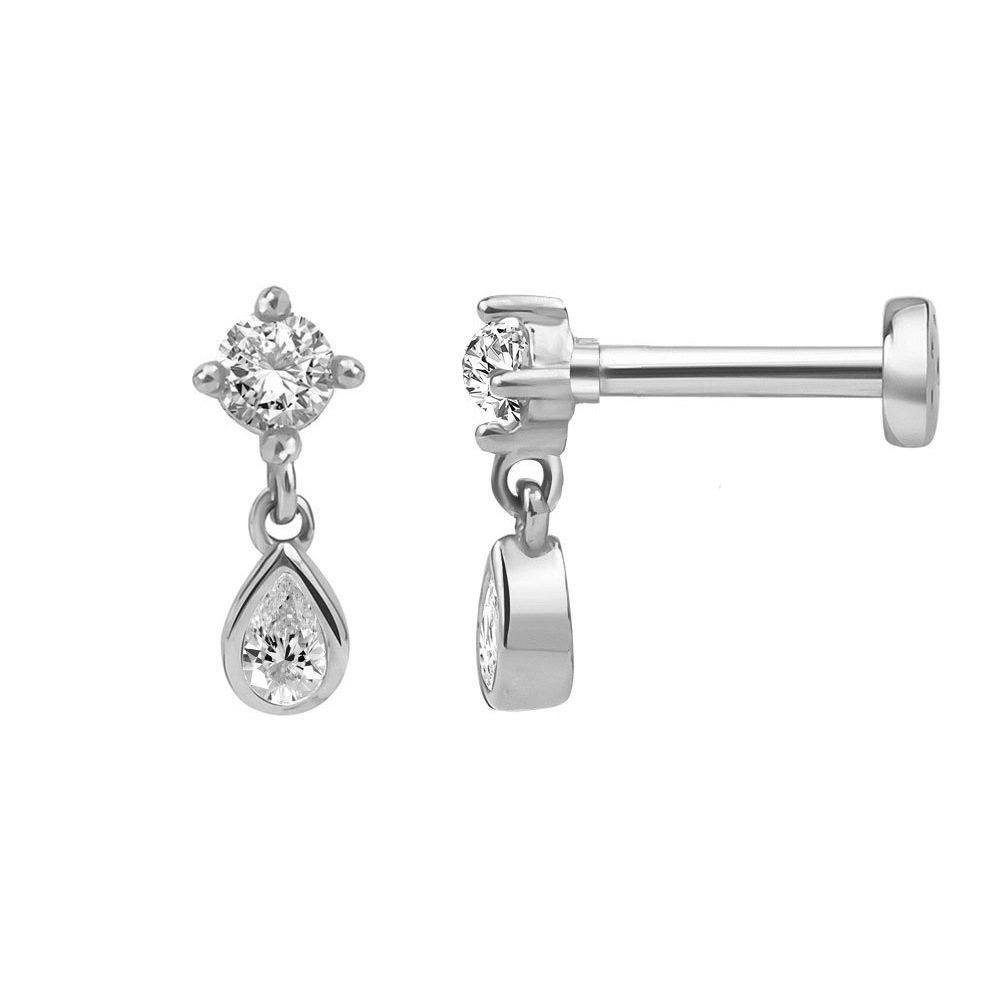 S925 Sterling Silver Geometric Simplicity Stud Earrings With Embedded Zirconia Stones Flat Head Fashionable Versatile Jewelry