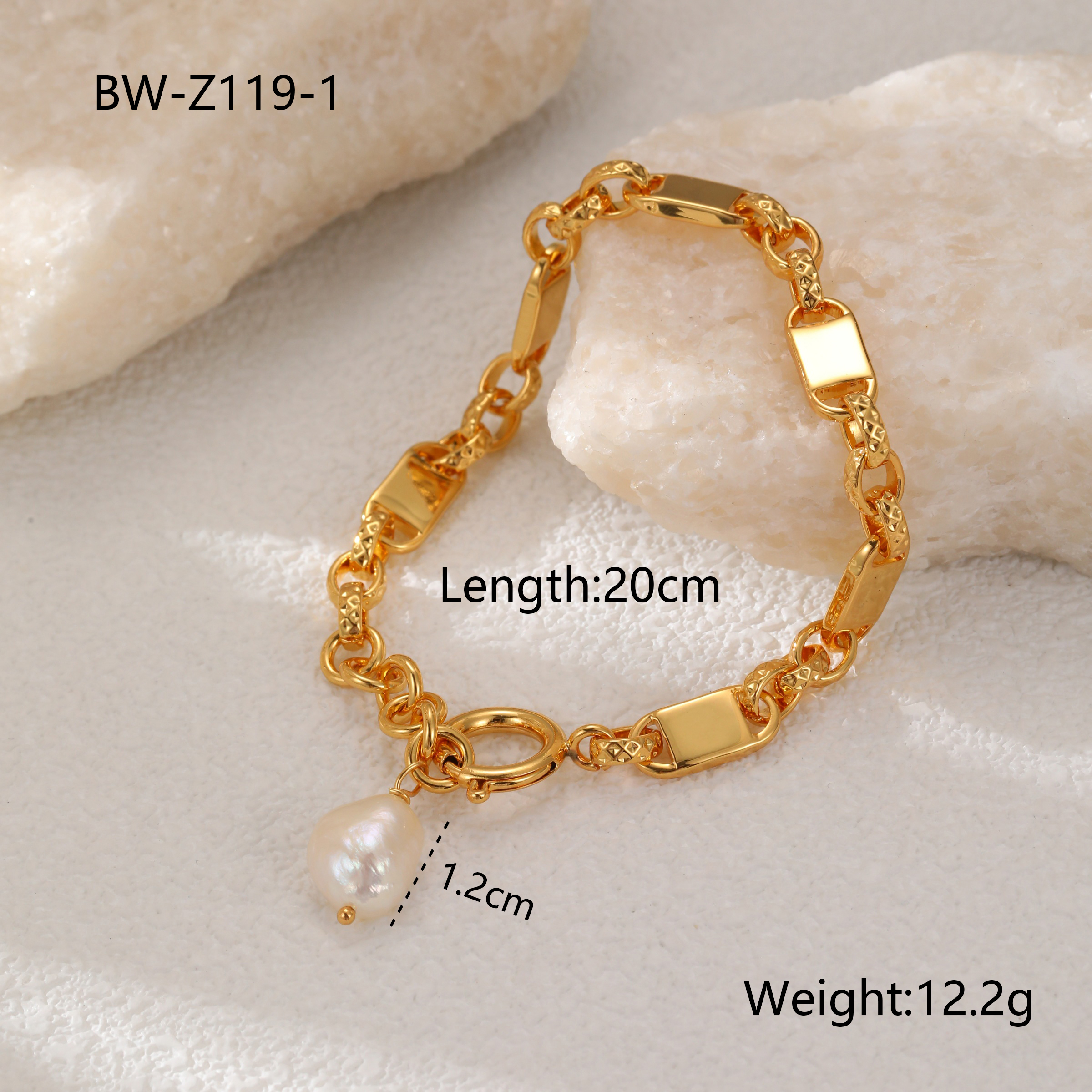 Classic Fashionable Versatile Luxury 18K Gold Plated Natural Freshwater Pearl Bracelet Geometric Pattern Copper Jewelry Accessory