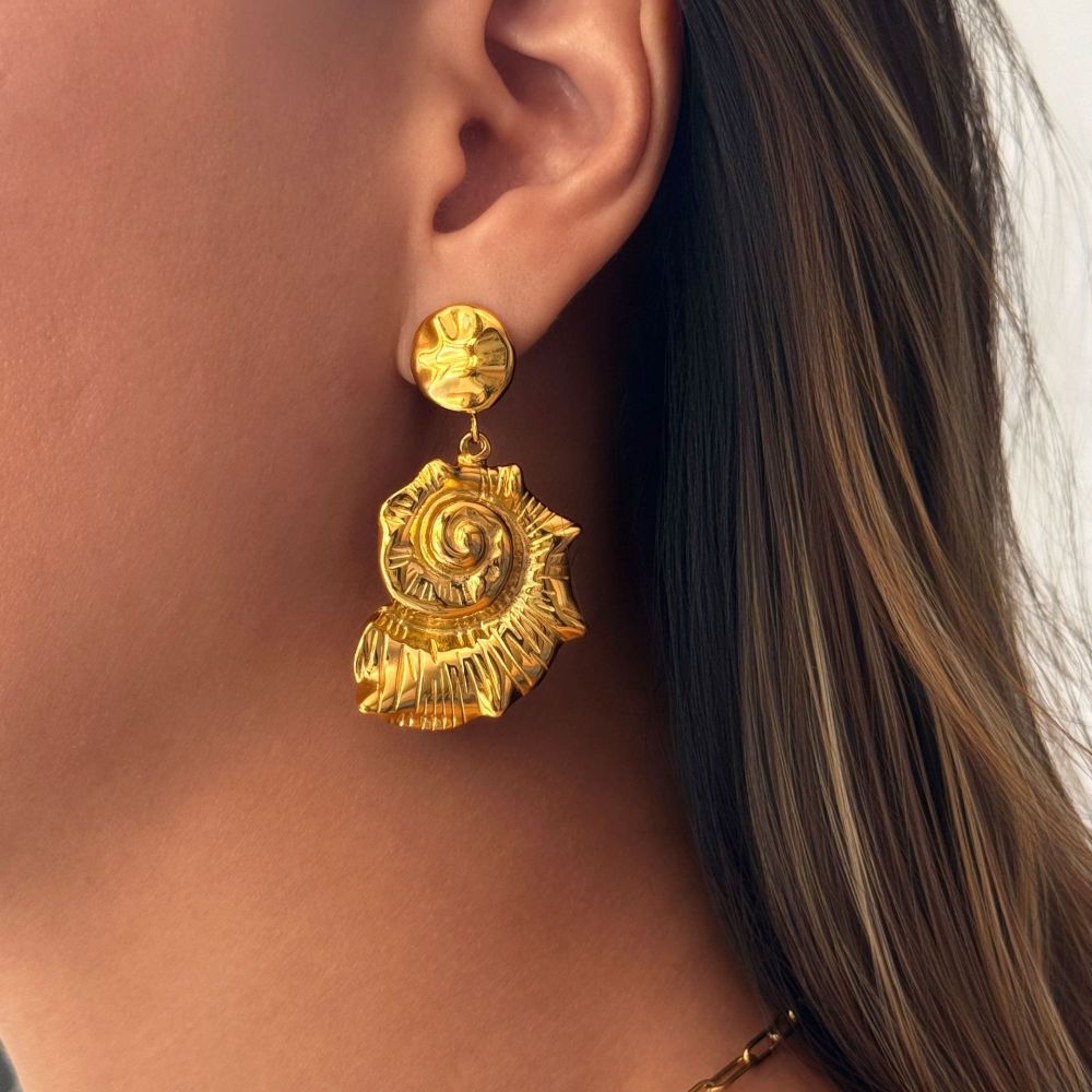 Casual Summer Vacation Style Abalone Pendant Earrings Gold Plated Titanium Steel Geometric Pattern Women's Jewelry Accessories