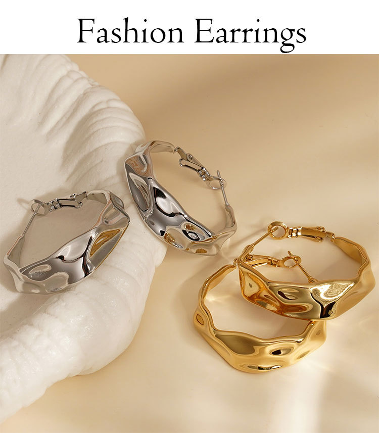 Real Gold Plated 316 Stainless Steel  Ion Plating (IP) Geometric Waterproof Non Tarnish Elegant Shiny Earrings For Women's