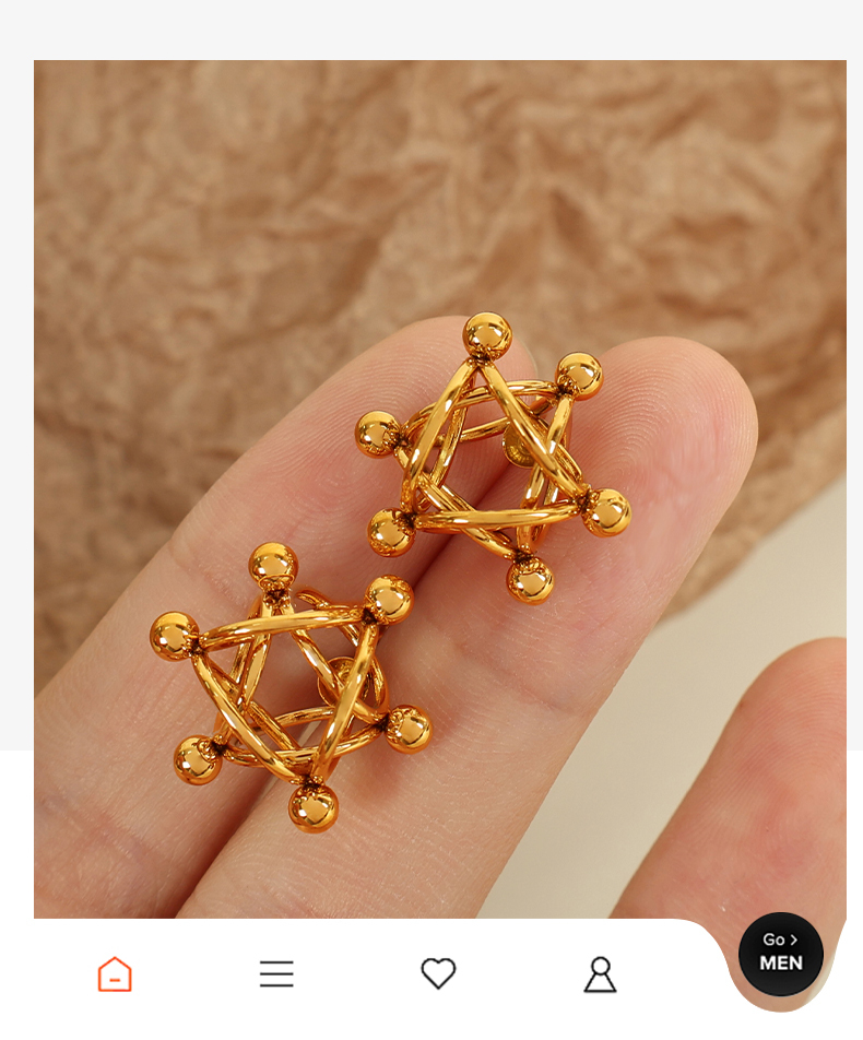 European And American New Style Molecular Structure Earrings Hollow Round Ball Ring Welded Titanium Steel Earrings Niche Design Women's Jewelry 304 Stainless Steel