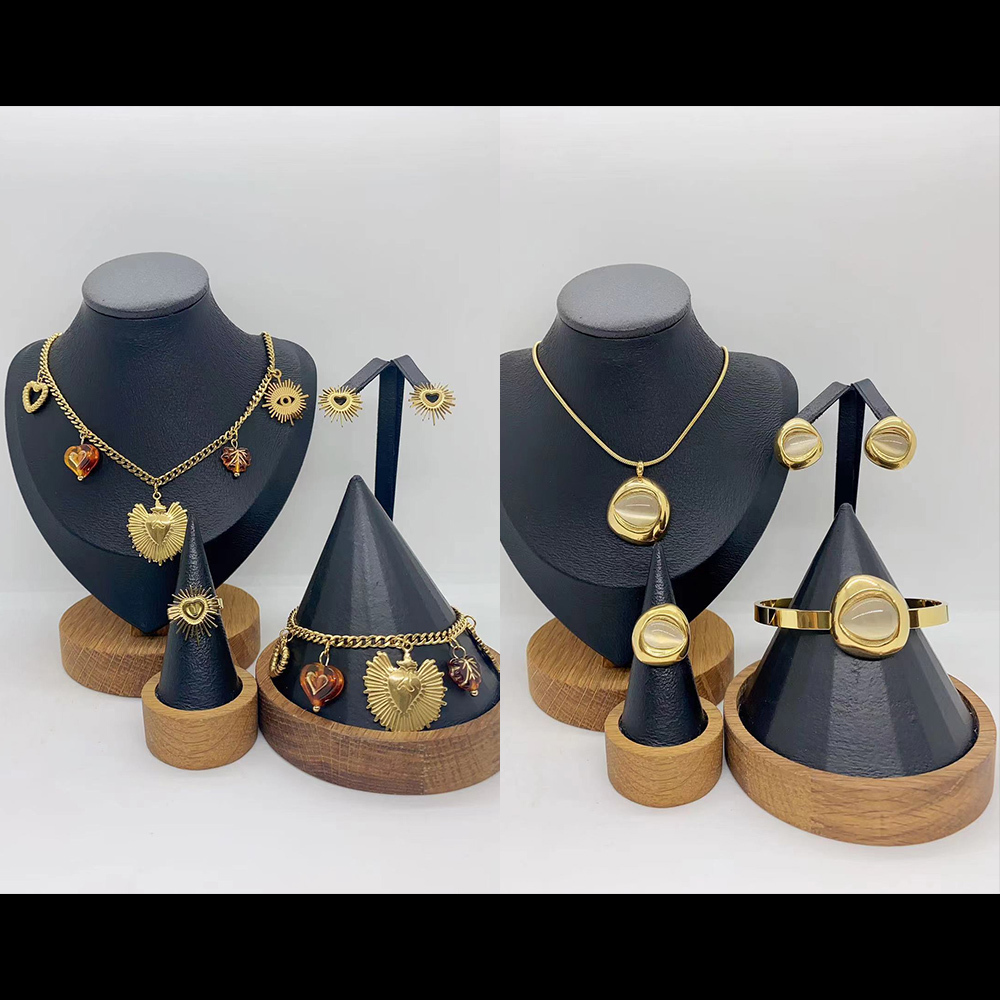 Fashionable Exaggerated Star Geometric Pendant Stainless Steel Necklace Plated 18K Real Gold Round Snake Chain Luxury Jewelry