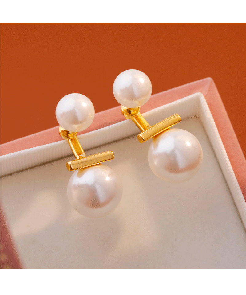 Elegant Two-Way Wear Pearl Stud Earrings Versatile Fashionable Retro French Style Women's Jewelry Accessories