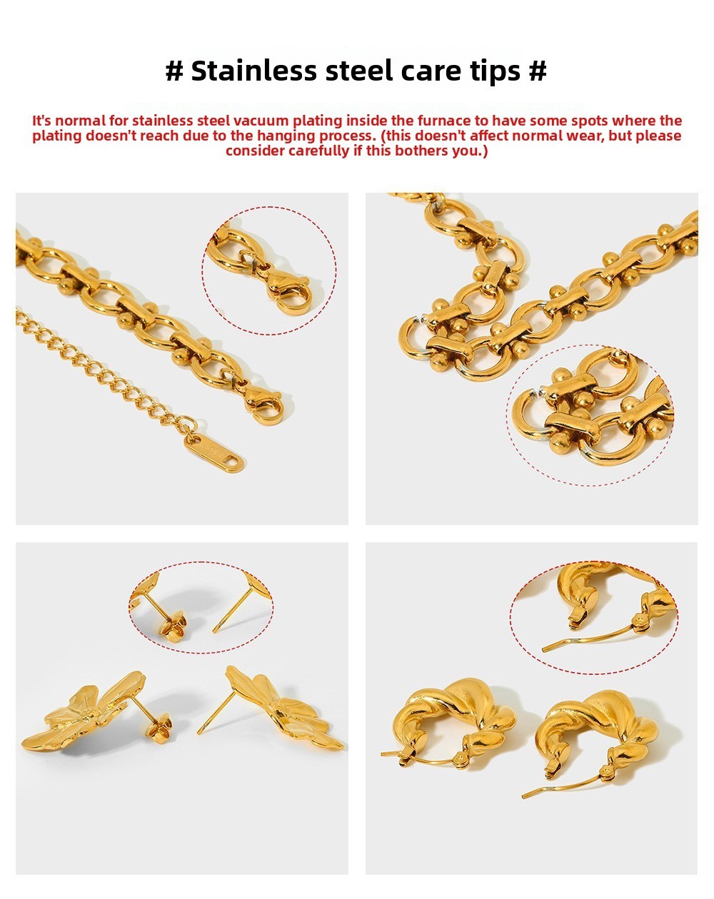Geometric Zircon Inlaid Earrings For Women Fashion 304 Stainless Steel Geometric Pattern 18K Gold Plated Waterproof Luxurious Earrings