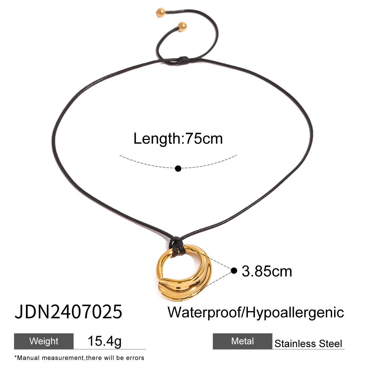 304 Stainless Steel Geometric PVD Coated 18K Real Gold Plated Simple Style Classic Style Pendant Necklace