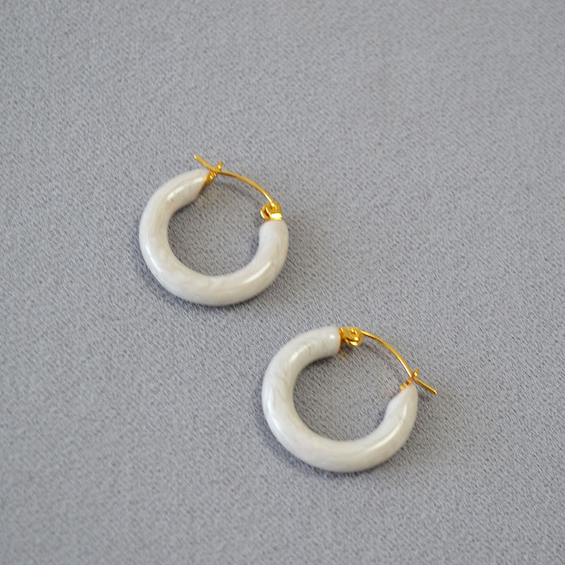 Retro Colorful Handmade Enamel Circle Earrings Women's Fashion Elegant Simple Pearl Glossy Round Shape Jewelry Accessories