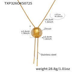 TXP326-P516-Gold Zircon Necklace 40 5cm