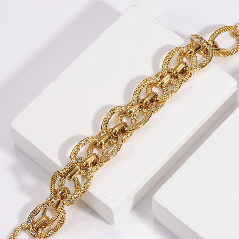 Men's Bracelet Stainless Steel Double Layer Wrapped Lightweight Minimalist Design Solid Color Rose Gold