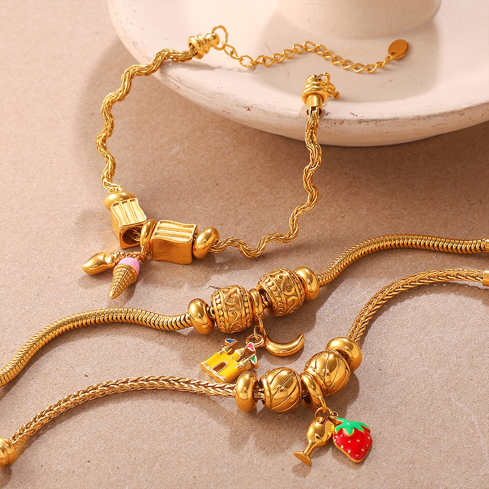 Amazon Cross-Border Fashion INS Style DIY Various Pendant Bracelet Non-Fading 18K Gold Plated Light Luxury Bracelet Jewelry