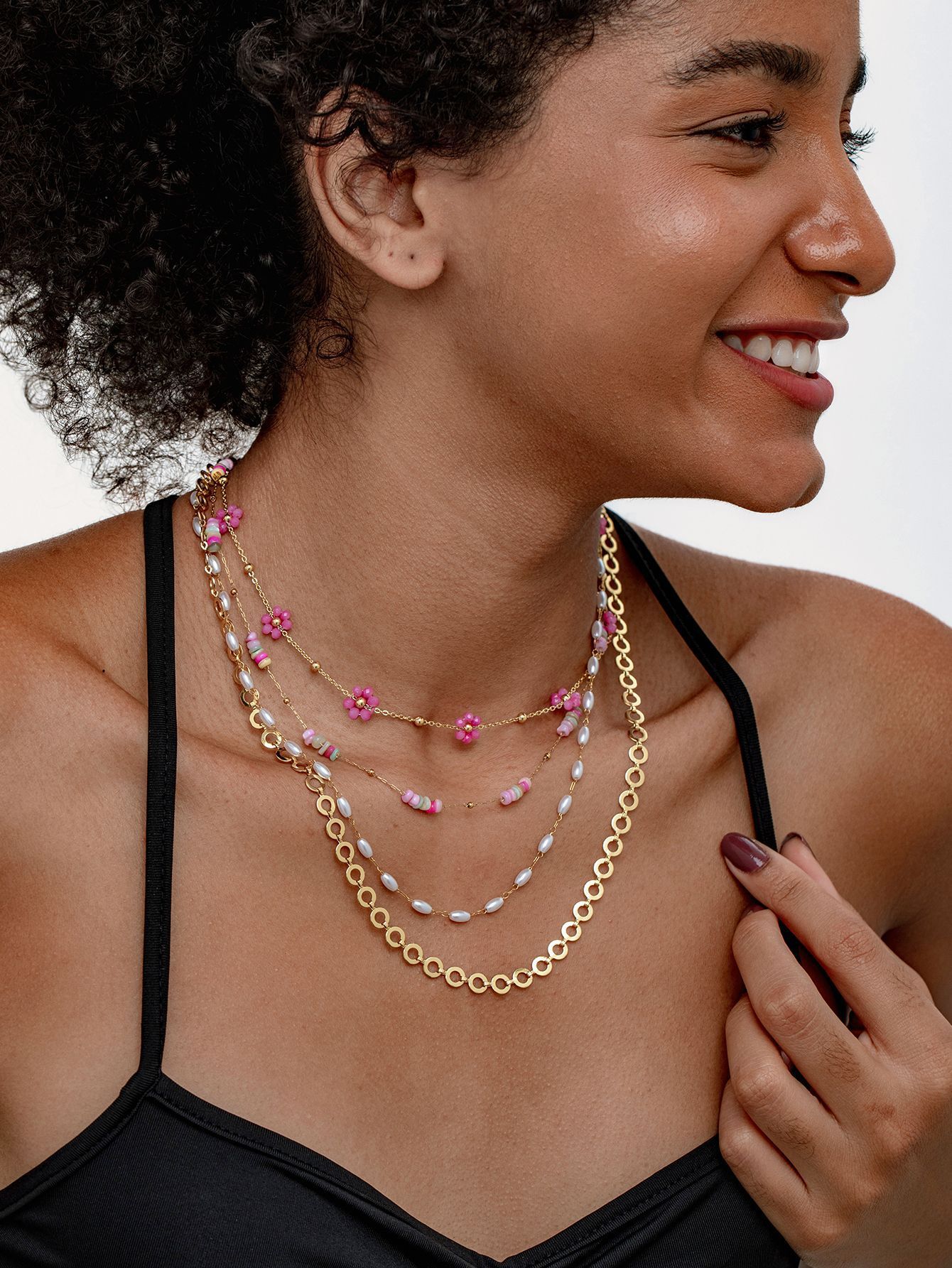 Unisex Titanium Steel Necklace Bracelet Set Colorful Durable Jewelry Accessories Attractive Rose Gold