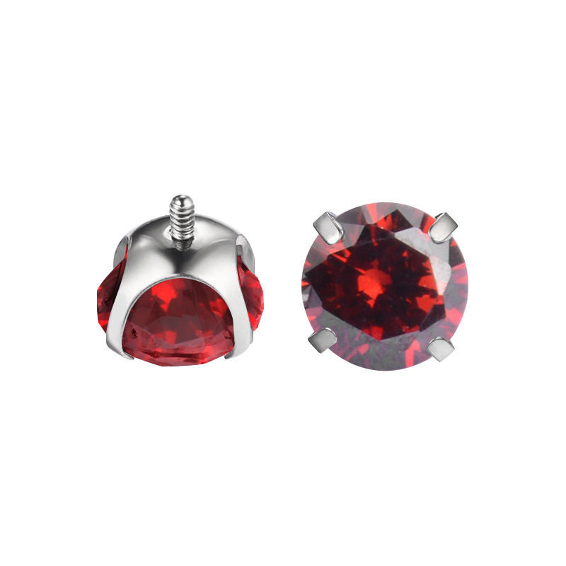 New Geometric Pattern Round Bottom Claw Shape 5A Zirconium Titanium Alloy Lip Stud Earrings Nose Stud Strip Jewelry Accessories External Thread Head