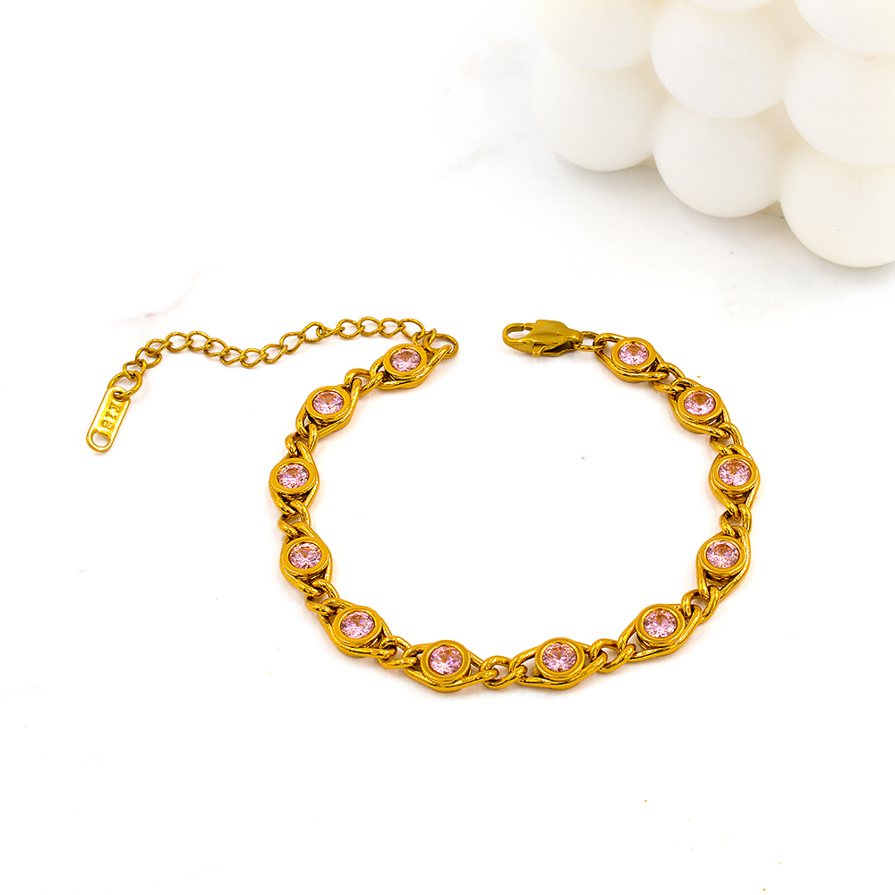 PVD Coated 18K Gold Real Gold Plated Round Copper Simple Style Shiny Waterproof Non Tarnish Bracelets Necklace