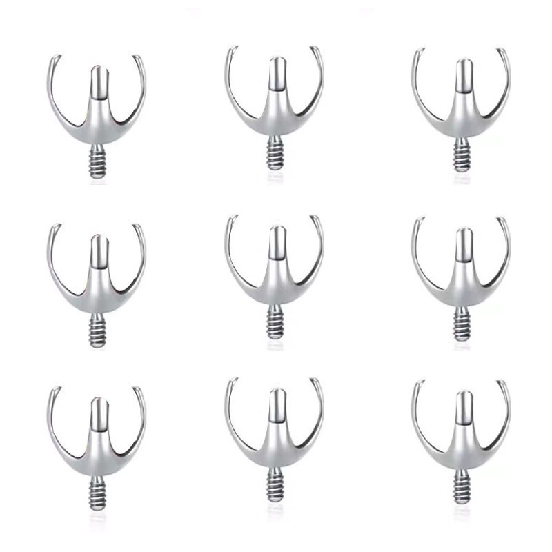 Titanium Alloy Lip Stud Earring Accessories Three-Claw Internal Thread Hollow Mold Body Piercing Jewelry Earrings Unisex Geometric Pattern