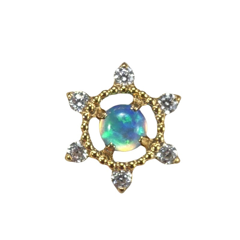 Titanium Alloy Ear Studs Set With Aurora Opal Small Turtle Ear Bone Screw G23 Titanium Piercing Jewelry Lip Decorative Accessories