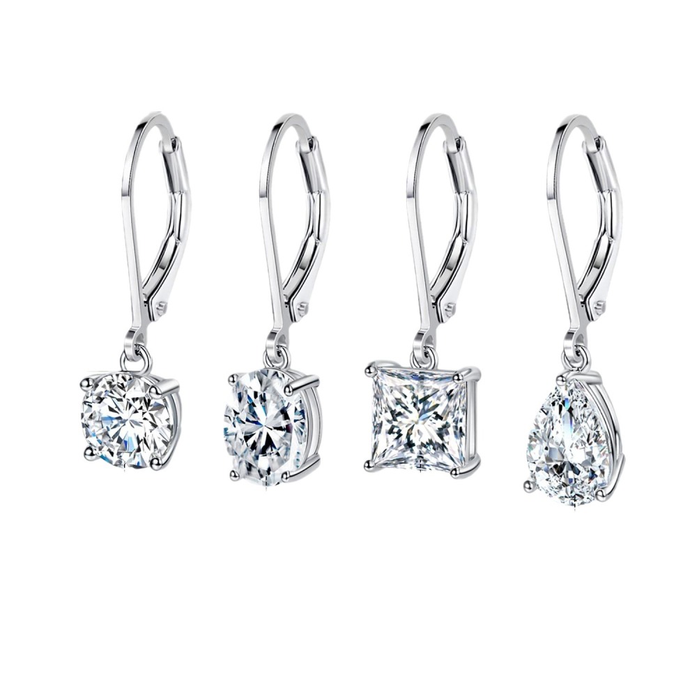 Fashion Four-Piece Copper Earring Set, Four-Prong Inlaid Zircon, Directly Shipped From Factory, Elegant Jewelry Accessories