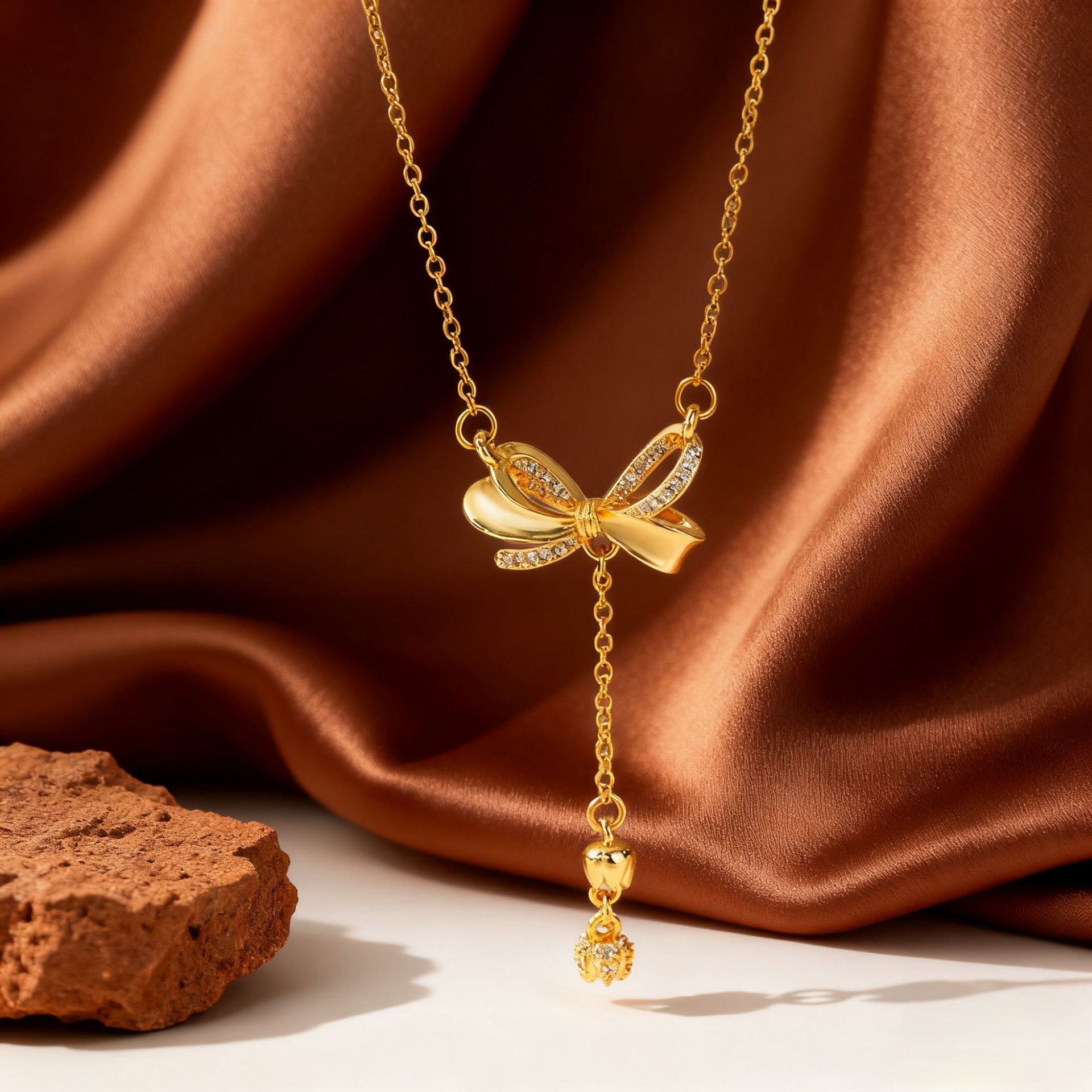 Butterfly Wind Chime Flower Pendant Necklace For Women With Micro Pave Zirconia Collarbone Chain