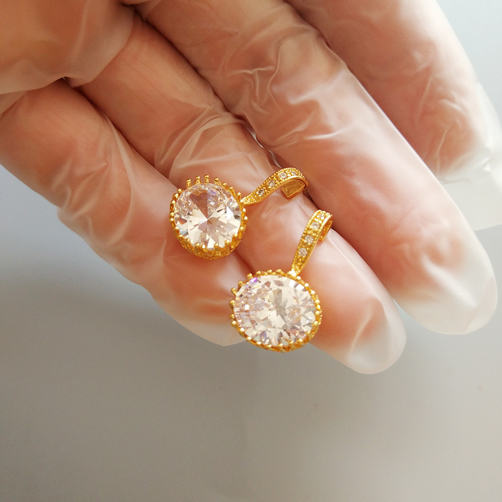 925 Silver Needle Fashionable Earrings Geometric Pattern Simple Style Women's Jewelry Accessories White Match Gemstone Embedded