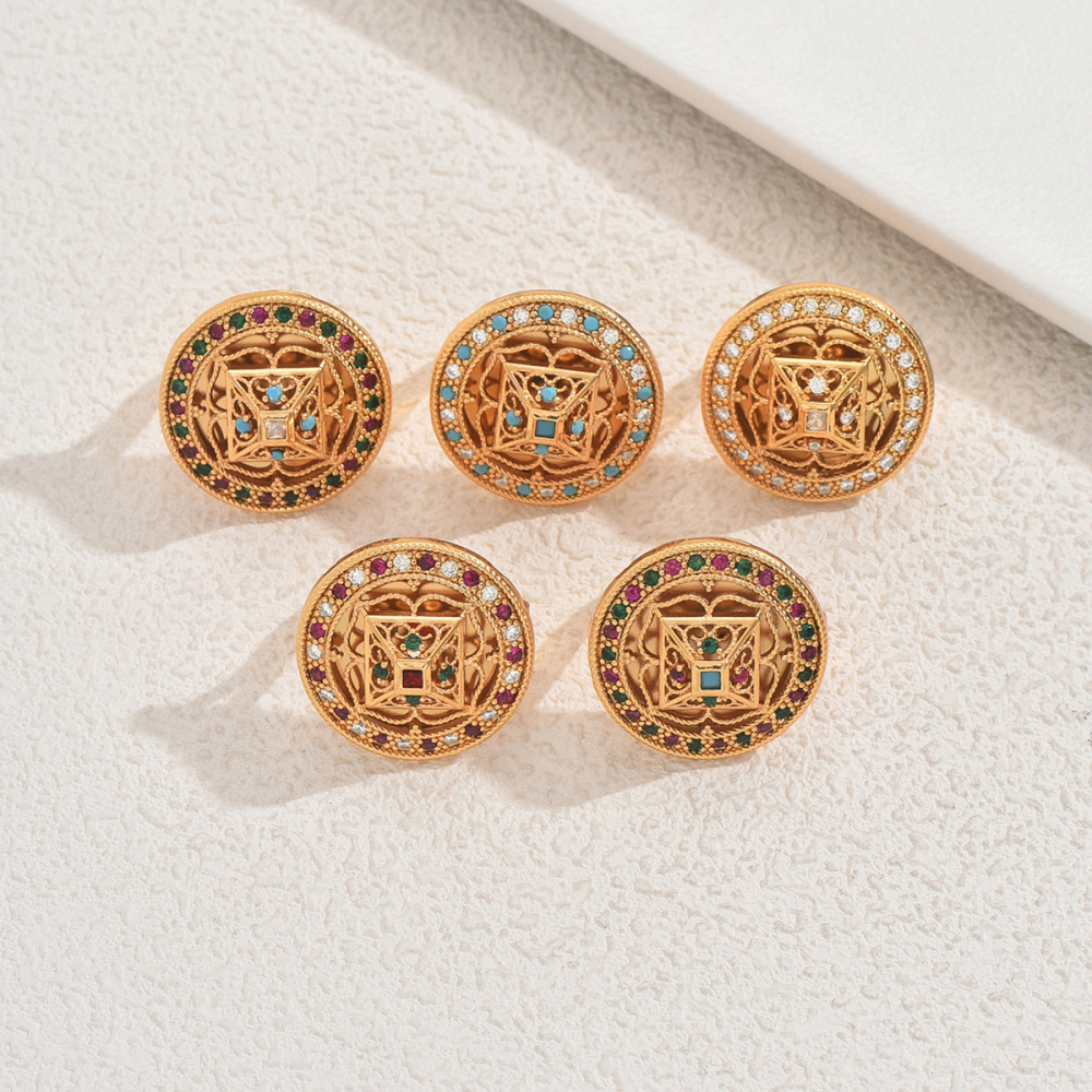 1 Piece Copper Inlaid Zircon Material Vintage Elegant Gorgeous Women's Ring Party Banquet Jewelry Accessories Round Copper Ring