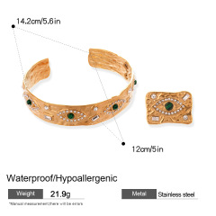 Bracelet - Gold - Green (Set of Two)