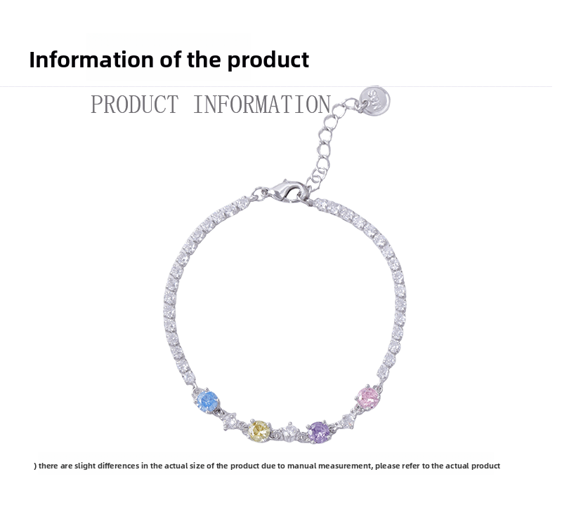 Original Design Fashion Luxury Colorful Zircon Bracelet Versatile Sweet New Style Business Match Accessories Women's Jewelry