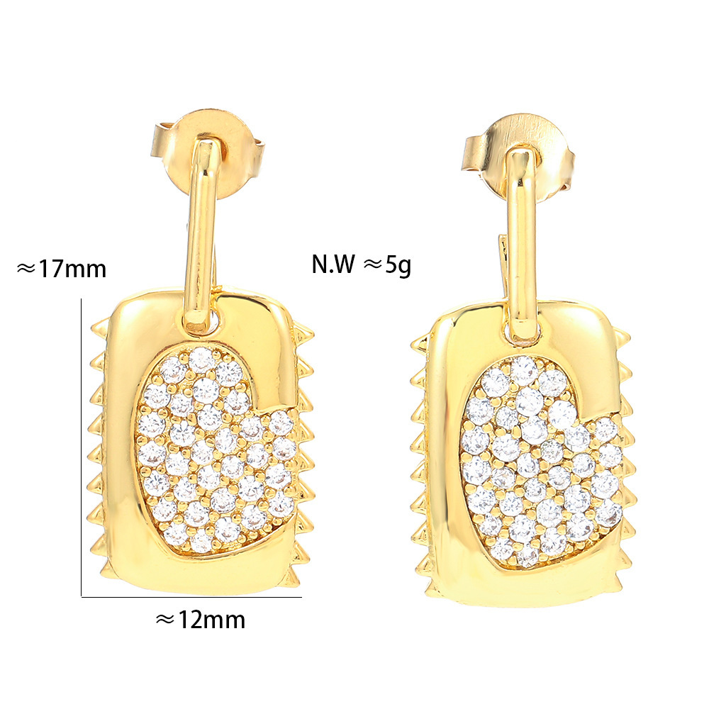Fashion Micro-inlaid Square Geometric Earrings Wholesale Nihaojewelry