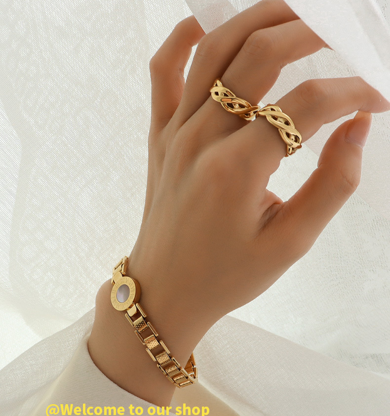 PVD Coated Real Gold Plated 18K Gold Geometric 304 Stainless Steel Fashion Waterproof Non Tarnish 304 Stainless Steel Bracelets