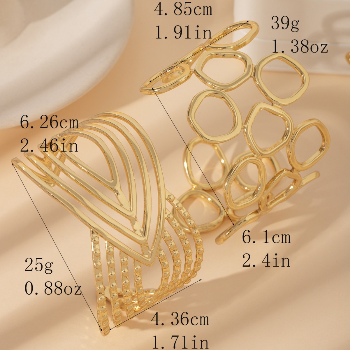 Stainless Steel Open Bracelet 18K Gold Plated Minimalist Geometry Classic Retro Design Luxury Wide Edge Fashion Jewelry