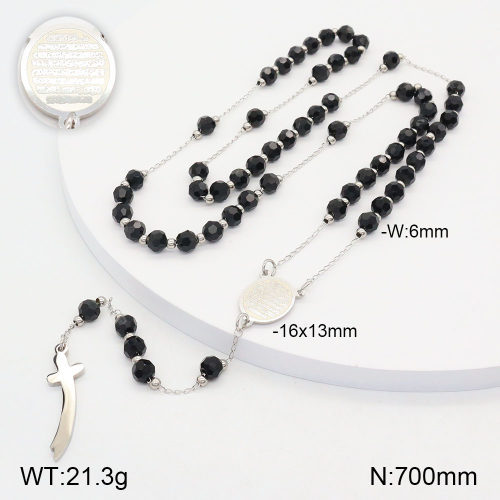 18K Gold Plated Stainless Steel Cross Buddha Bead Necklace Elegant Classic Style Religious Necklace Women's Fashion Gold Surface