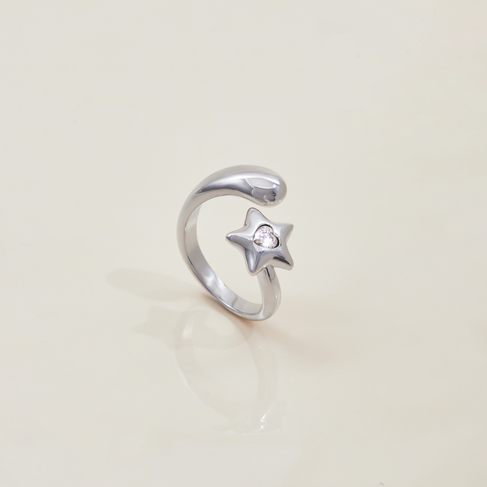 PVD Coated Real Gold Plated Star 304 Stainless Steel 316 Stainless Steel  Sweet Artistic Waterproof Non Tarnish Rings