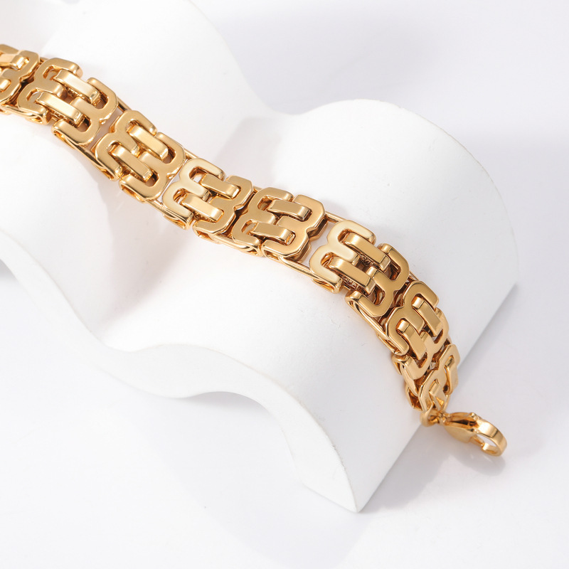Men's Bracelet Stainless Steel Double Layer Wrapped Lightweight Minimalist Design Solid Color Rose Gold