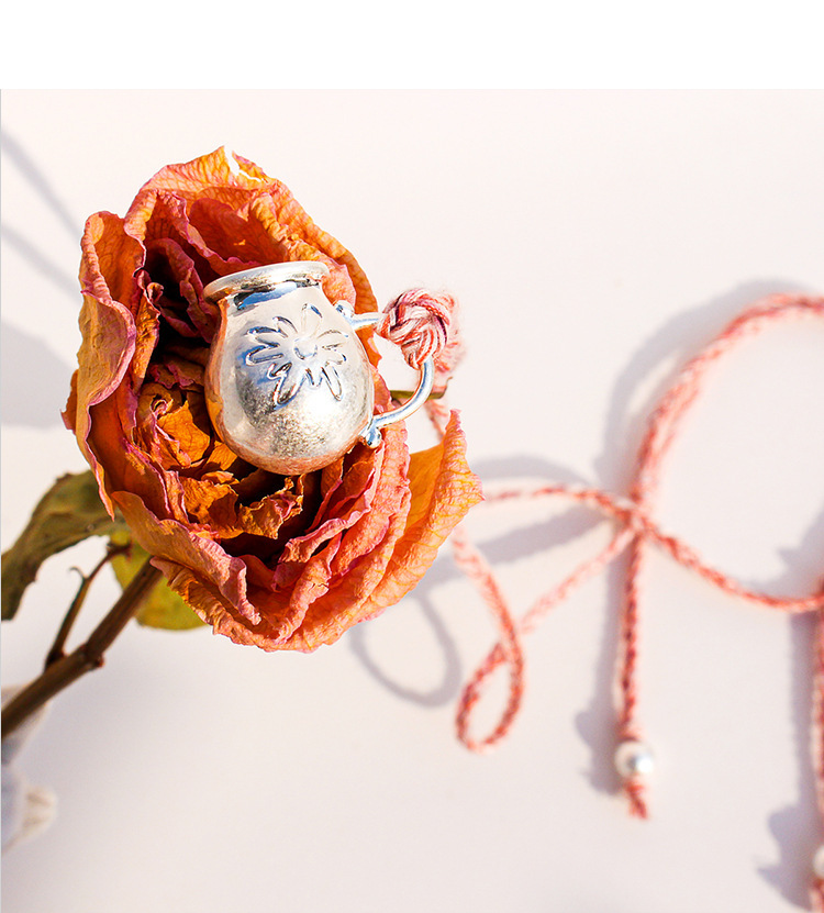 Long Handmade Woven Necklace Summer Vacation Accessories Milk Canister Flower Pink Thread Geometric Pattern Design Women's Jewelry