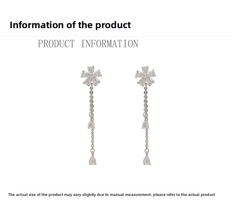 New Luxury Commuter Zircon Flower Earrings Fashionable Elegant Tassel Waterdrop High-End Feelings Women's Jewelry Accessories
