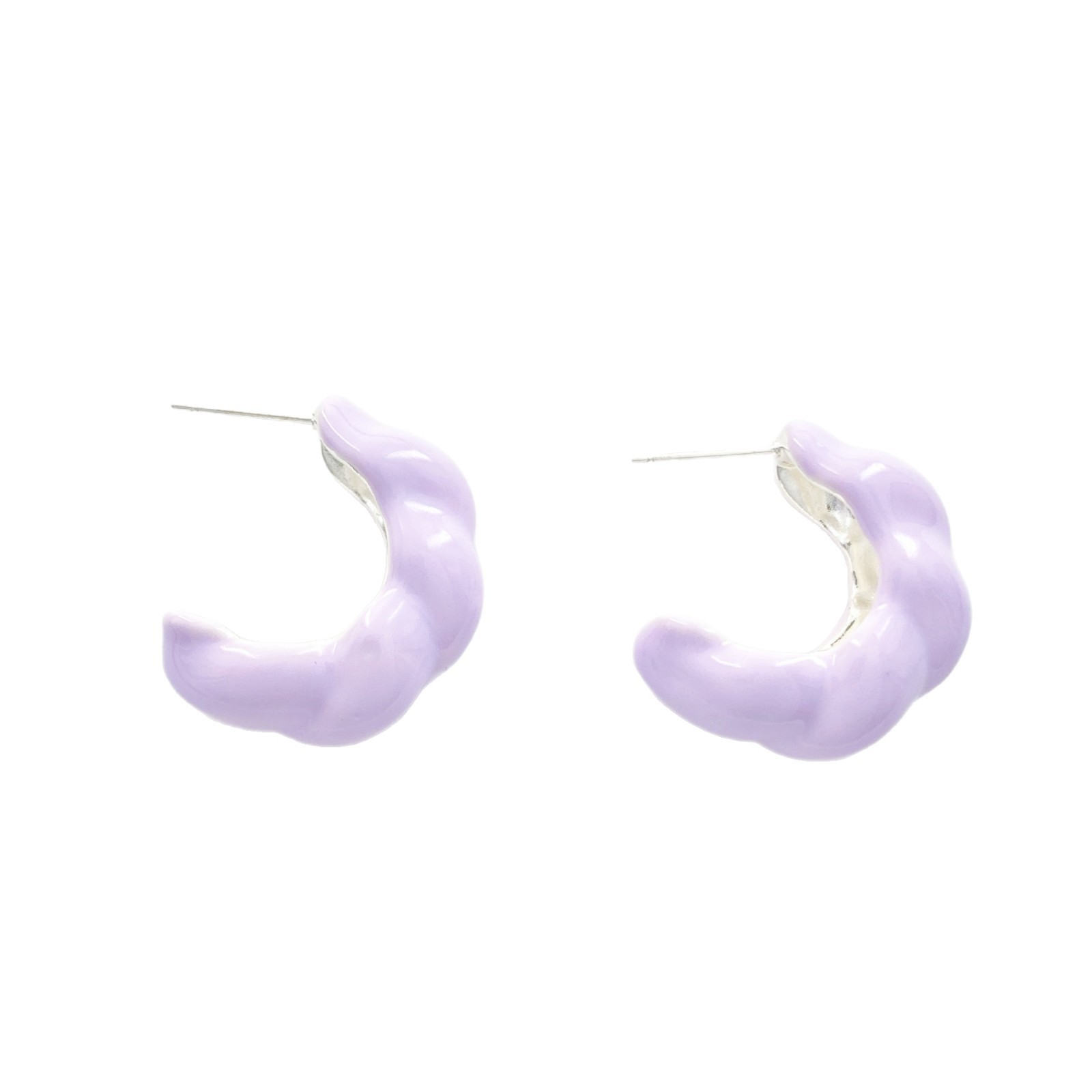 Summer Versatile Simple Solid Color Oil Drop Earrings Women's  High-End C-Shaped Ear Studs Fashionable Jewelry Accessories