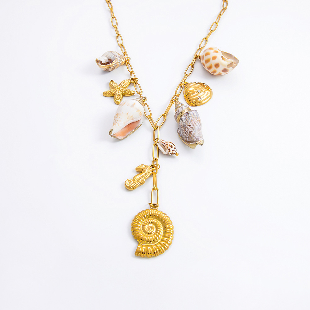 PVD Coated Real Gold Plated Sun Star Bow Knot 304 Stainless Steel Vintage Style Classic Style Waterproof Non Tarnish 304 Stainless Steel Multi Charms Necklace