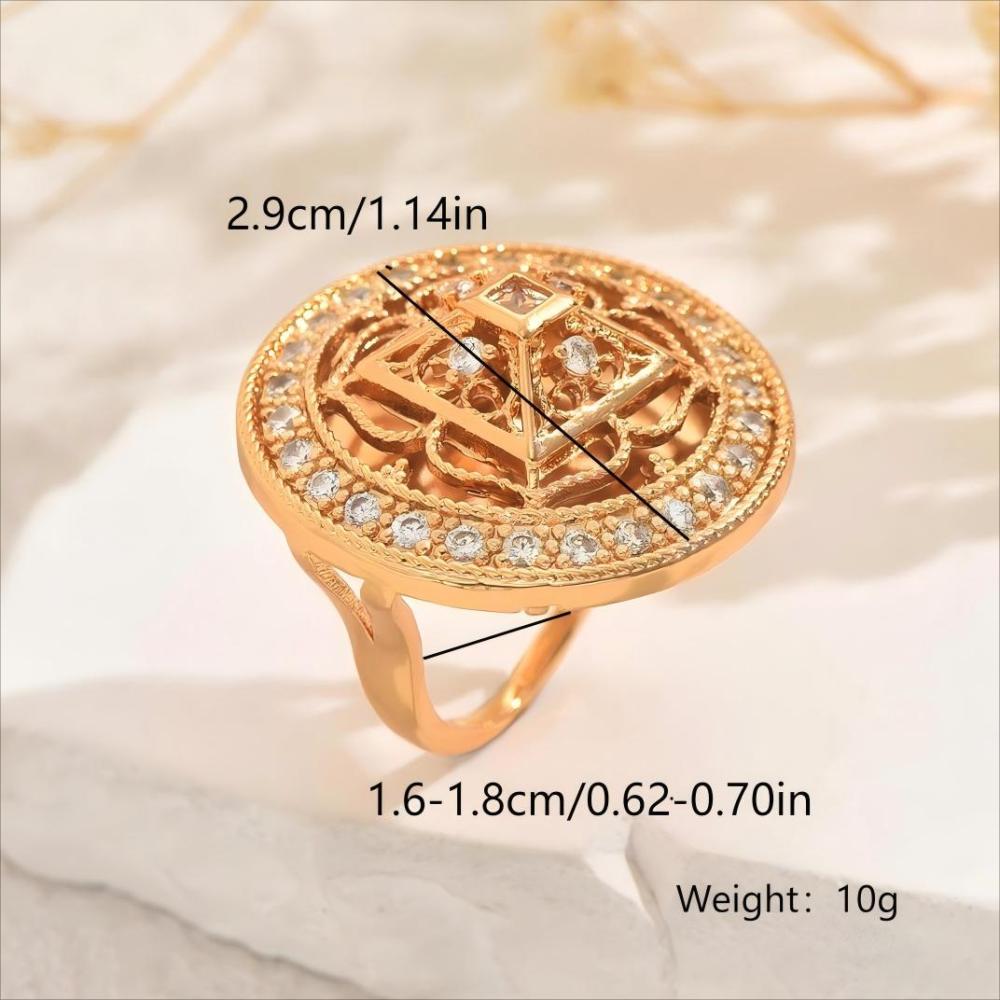 1 Piece Copper Inlaid Zircon Material Vintage Elegant Gorgeous Women's Ring Party Banquet Jewelry Accessories Round Copper Ring