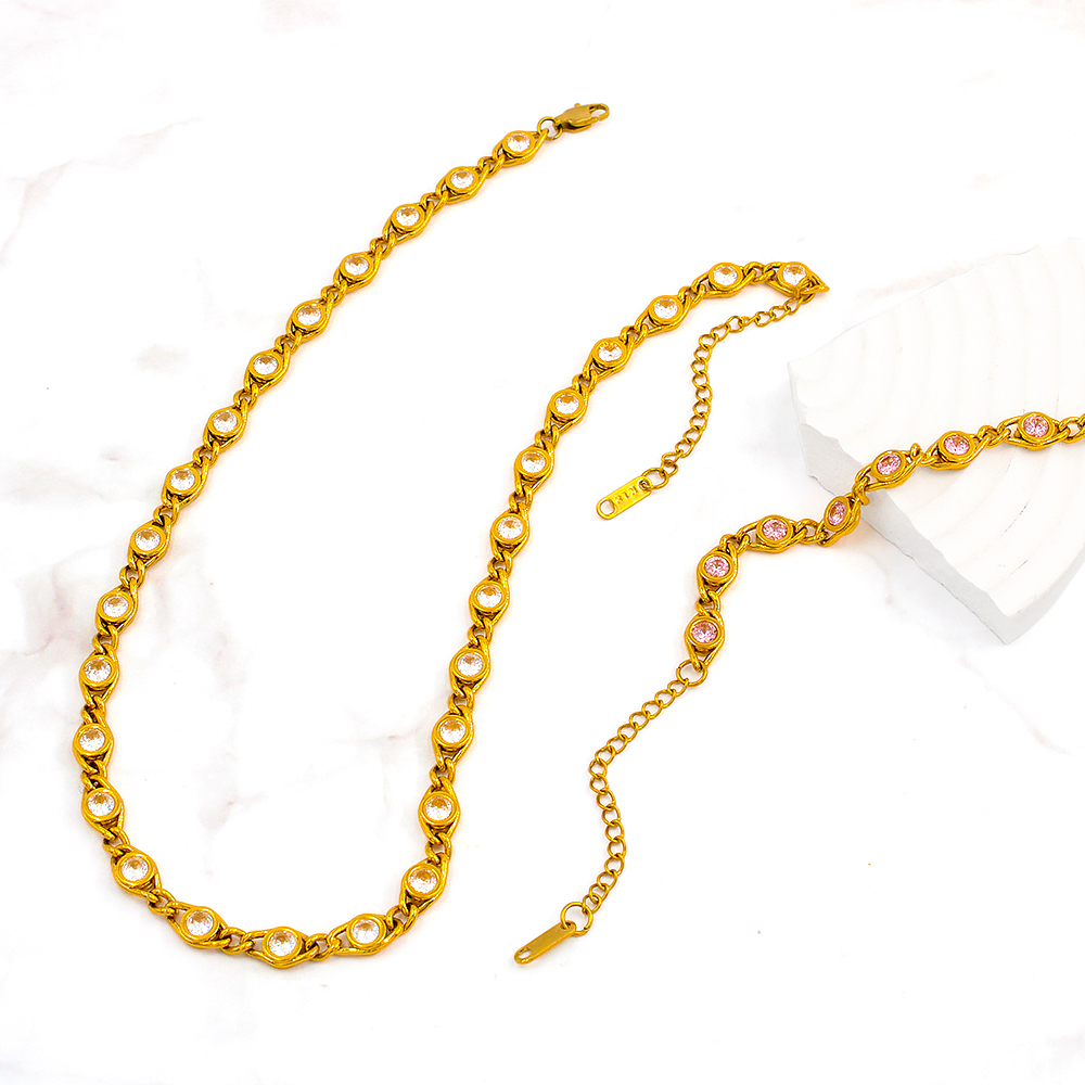PVD Coated 18K Gold Real Gold Plated Round Copper Simple Style Shiny Waterproof Non Tarnish Bracelets Necklace