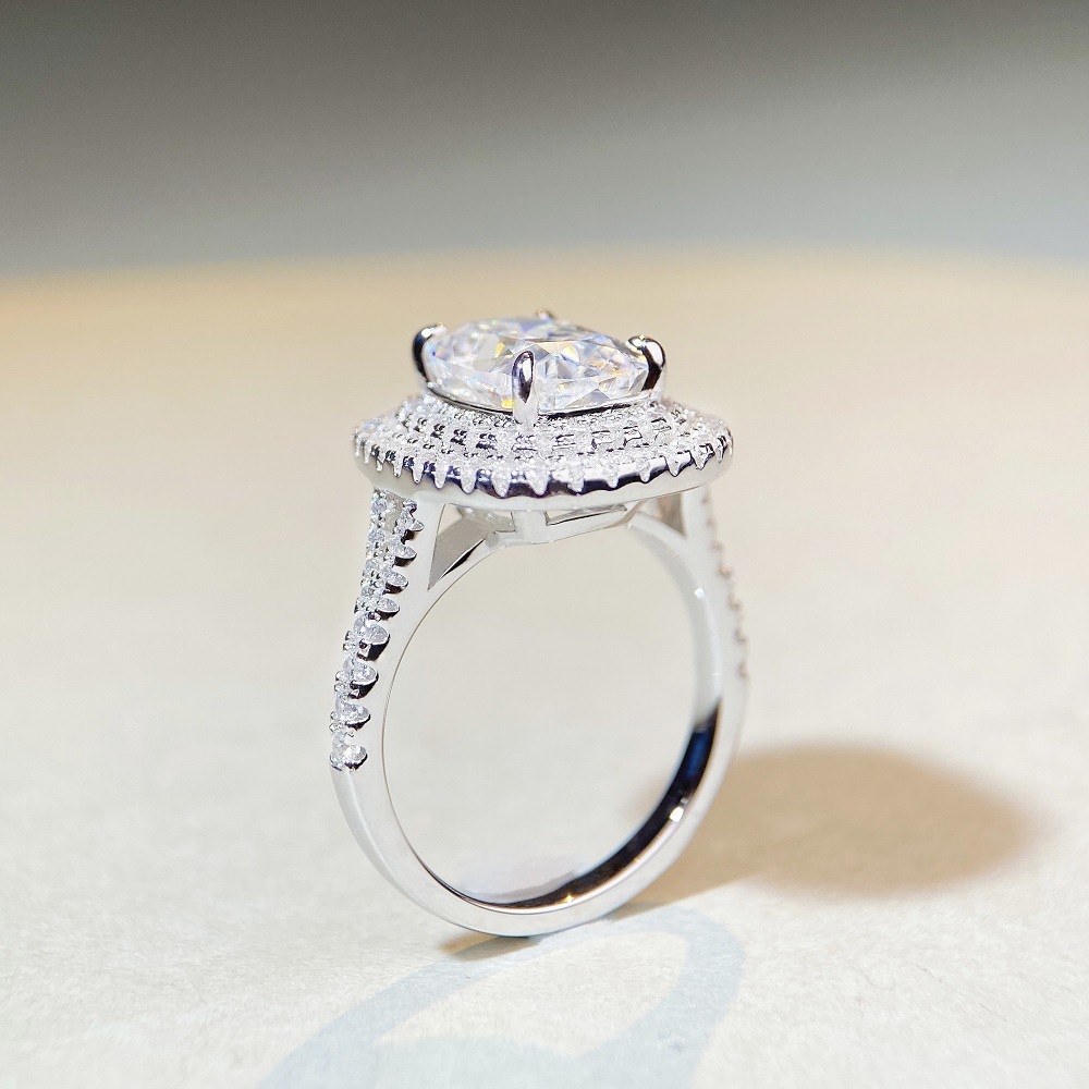 Moissanite 925 Sterling Silver Rings Rectangle Electroplated Platinum Plated Rhodium Plated Rings