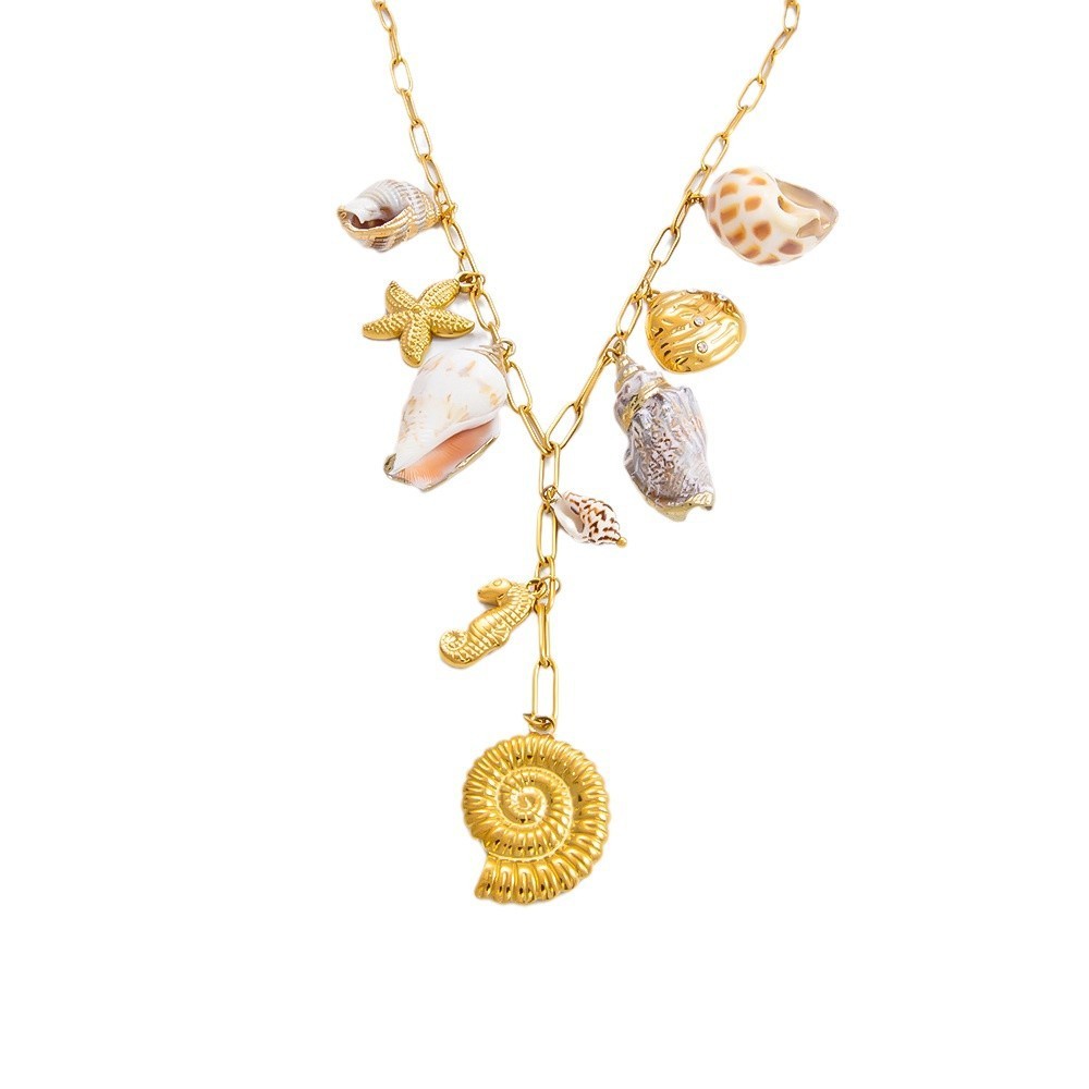 PVD Coated Real Gold Plated Sun Star Bow Knot 304 Stainless Steel Vintage Style Classic Style Waterproof Non Tarnish 304 Stainless Steel Multi Charms Necklace