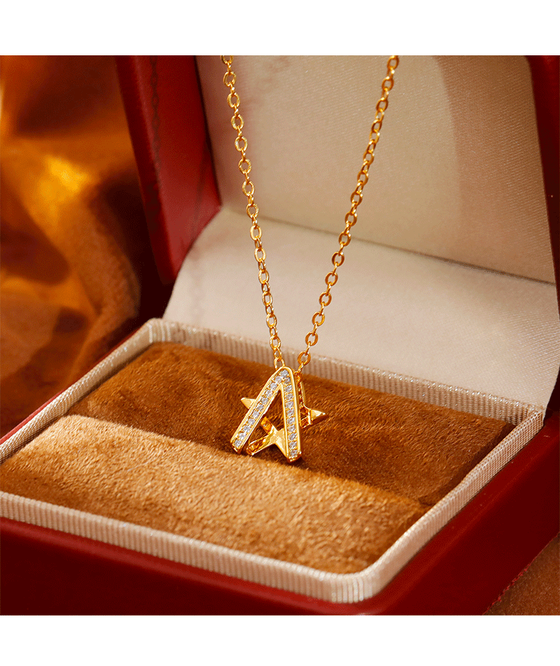 Luxury Commuting Diamond Embedded Necklace Fashionable OL Style Geometric Pattern Copper Material Women's Accessory Choker