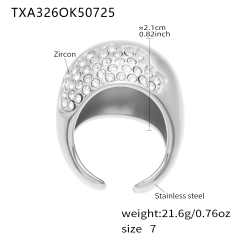 TXA326-Steel White Zircon Ring-7