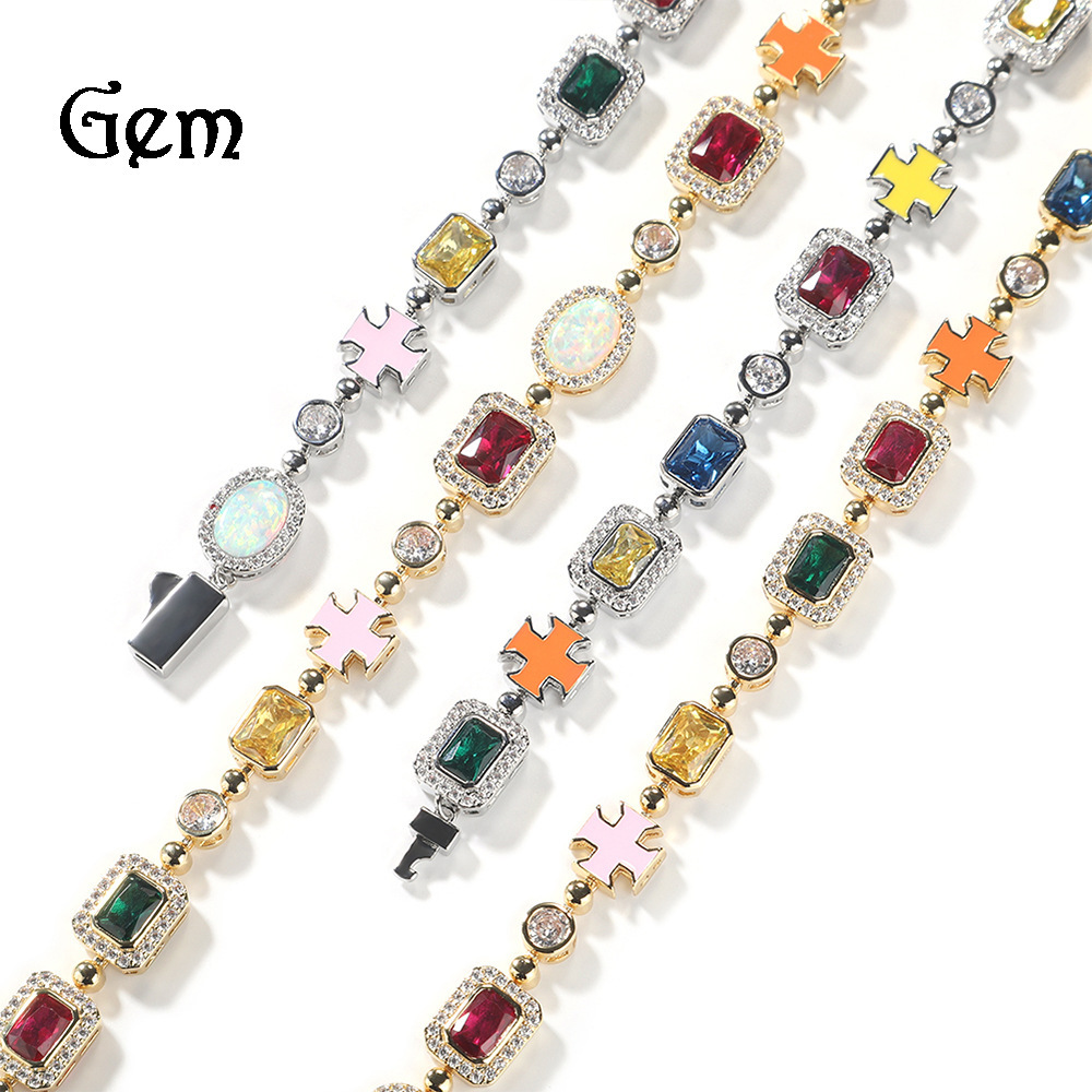Wholesale Jewelry Hip-Hop Cross Copper Tennis Chain Necklace