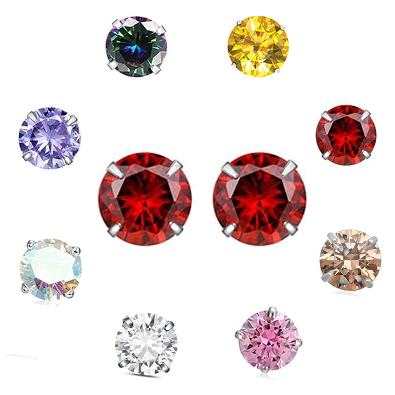 Titanium Alloy Lip Studs Earrings Belly Button Nose Studs External Tooth Screw Piercing Accessories With 5A Zirconia Stones