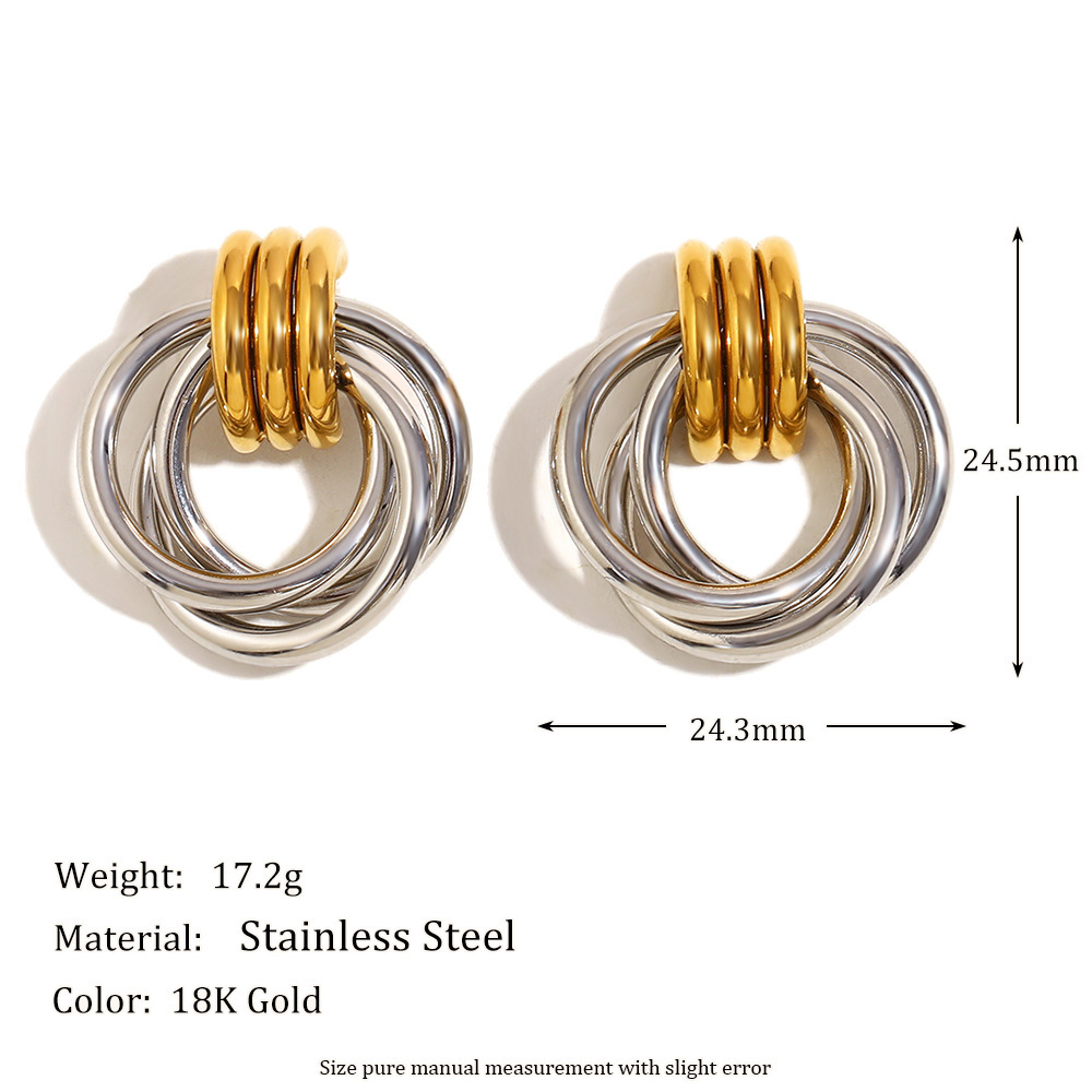 PVD Coated Real Gold Plated Geometric 304 Stainless Steel Modern Style Sweet Waterproof Non Tarnish Ear Studs