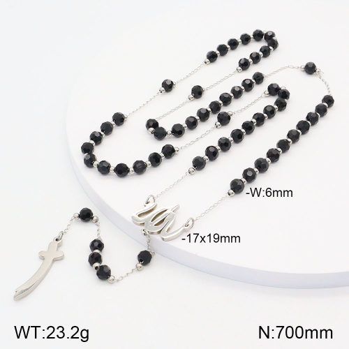 18K Gold Plated Stainless Steel Cross Buddha Bead Necklace Elegant Classic Style Religious Necklace Women's Fashion Gold Surface