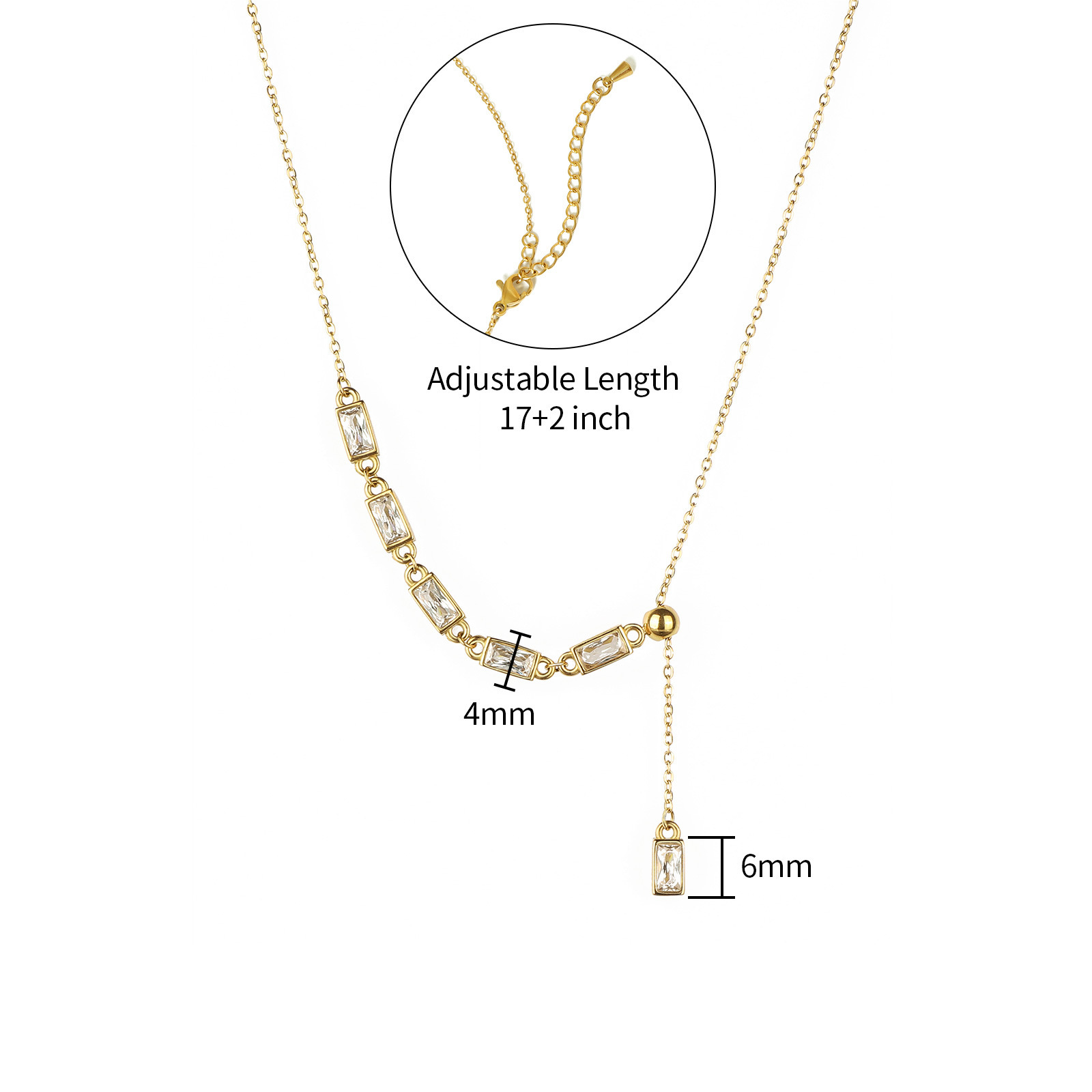 Justop Vintage European Crystal Inlaid Personality Ins High-end Necklace Pendant 18K Gold Plated Jewelry Accessories Stainless Steel Material
