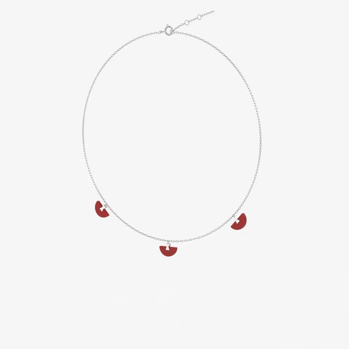 Elegant Red Fan Shaped Necklace Clavicle Chain Classical Chinese Style Lockbone Chain High End Sensation Lightweight Luxury